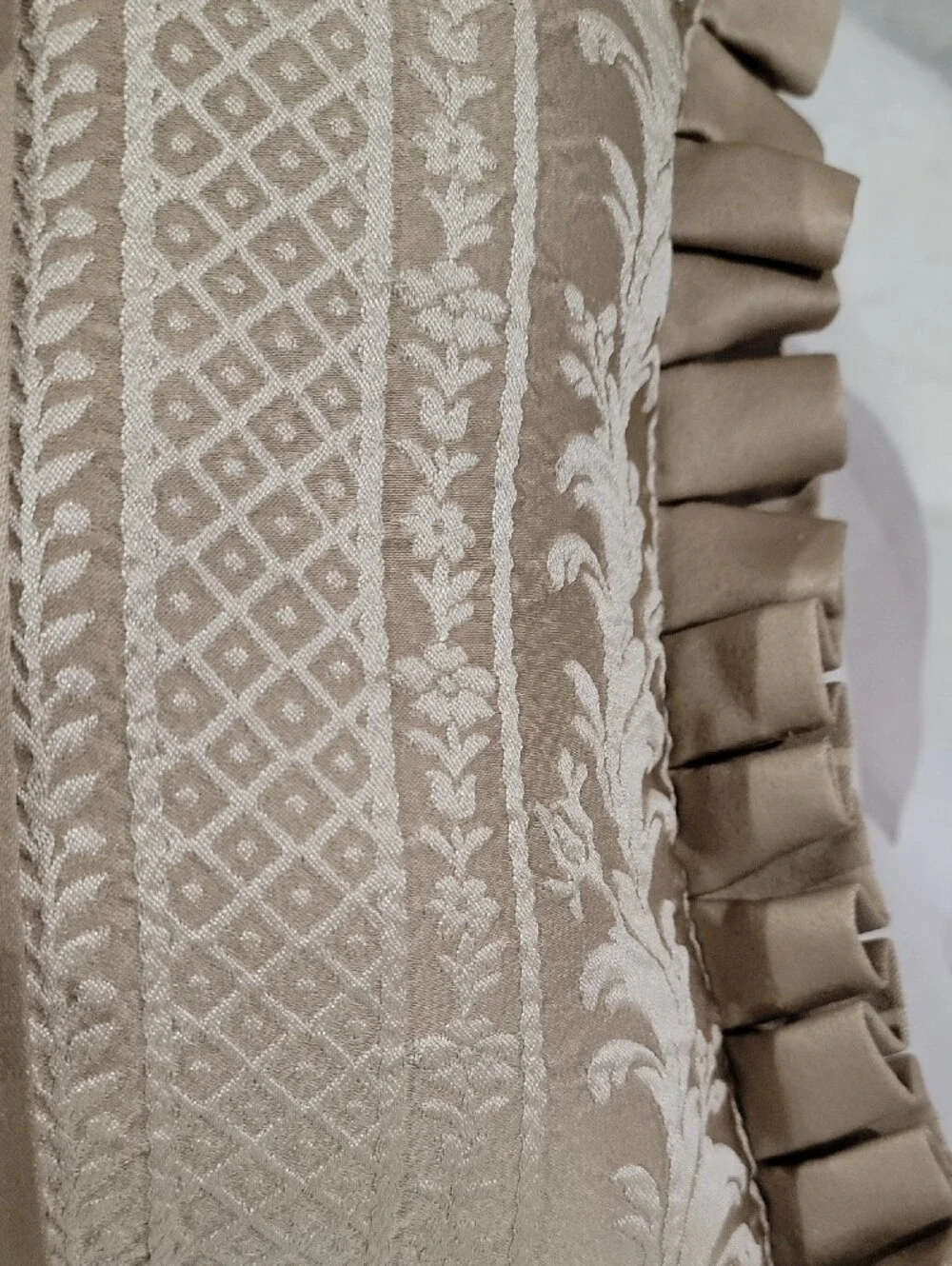 Decorative Damask Accent Pillow in Cream and Tan -
